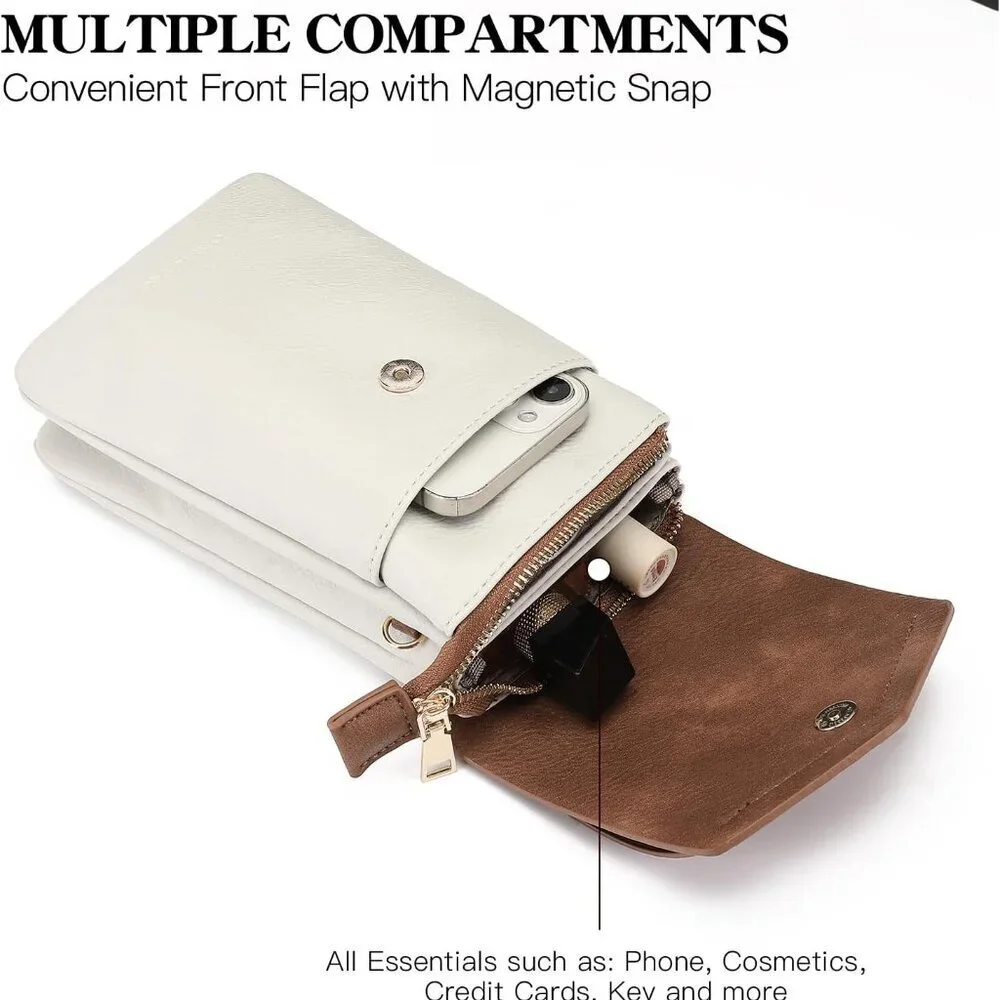 Small Leather Crossbody Bag Women Cell Phone Purse Wallet Compartments